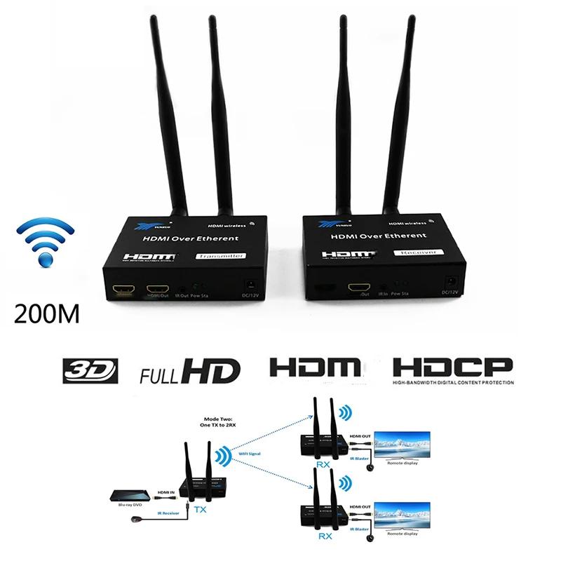 TLT 656ft  WiFi HDMI Extender, ۽ű ű 2.4G 5GHz 1080P   ƿ IR  HDMI Extender PC DVD TV